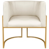 Poltrona Dália Luxo Moderna Estofada Design Sofisticado com Base de Ferro Dourado Corano Bege