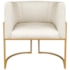 Poltrona Dália Luxo Moderna Estofada Design Sofisticado com Base de Ferro Dourado Corano Bege