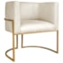 Poltrona Dália Luxo Moderna Estofada Design Sofisticado com Base de Ferro Dourado Corano Bege