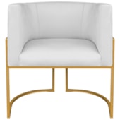 Poltrona Dália Luxo Moderna Estofada Design Sofisticado com Base de Ferro Dourado Corano Branco
