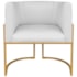 Poltrona Dália Luxo Moderna Estofada Design Sofisticado com Base de Ferro Dourado Corano Branco