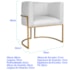 Poltrona Dália Luxo Moderna Estofada Design Sofisticado com Base de Ferro Dourado Corano Branco