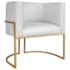 Poltrona Dália Luxo Moderna Estofada Design Sofisticado com Base de Ferro Dourado Corano Branco