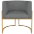 Poltrona Dália Luxo Moderna Estofada Design Sofisticado com Base de Ferro Dourado Corano Cinza