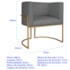 Poltrona Dália Luxo Moderna Estofada Design Sofisticado com Base de Ferro Dourado Corano Cinza