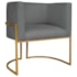 Poltrona Dália Luxo Moderna Estofada Design Sofisticado com Base de Ferro Dourado Corano Cinza