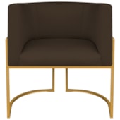 Poltrona Dália Luxo Moderna Estofada Design Sofisticado com Base de Ferro Dourado Corano Marrom