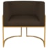 Poltrona Dália Luxo Moderna Estofada Design Sofisticado com Base de Ferro Dourado Corano Marrom
