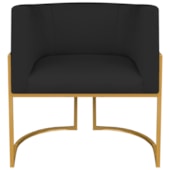 Poltrona Dália Luxo Moderna Estofada Design Sofisticado com Base de Ferro Dourado Corano Preto