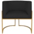 Poltrona Dália Luxo Moderna Estofada Design Sofisticado com Base de Ferro Dourado Corano Preto