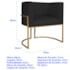 Poltrona Dália Luxo Moderna Estofada Design Sofisticado com Base de Ferro Dourado Corano Preto