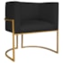 Poltrona Dália Luxo Moderna Estofada Design Sofisticado com Base de Ferro Dourado Corano Preto