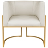 Poltrona Dália Luxo Moderna Estofada Design Sofisticado com Base de Ferro Dourado Linho Bege