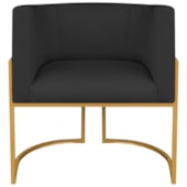 Poltrona Dália Luxo Moderna Estofada Design Sofisticado com Base de Ferro Dourado Linho Preto
