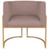 Poltrona Dália Luxo Moderna Estofada Design Sofisticado com Base de Ferro Dourado Linho Rose
