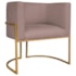 Poltrona Dália Luxo Moderna Estofada Design Sofisticado com Base de Ferro Dourado Linho Rose