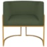 Poltrona Dália Luxo Moderna Estofada Design Sofisticado com Base de Ferro Dourado Linho Verde