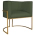 Poltrona Dália Luxo Moderna Estofada Design Sofisticado com Base de Ferro Dourado Linho Verde
