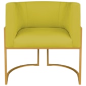 Poltrona Dália Luxo Moderna Estofada Design Sofisticado com Base de Ferro Dourado Suede Amarelo