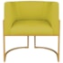 Poltrona Dália Luxo Moderna Estofada Design Sofisticado com Base de Ferro Dourado Suede Amarelo