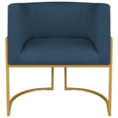 Poltrona Dália Luxo Moderna Estofada Design Sofisticado com Base de Ferro Dourado Suede Azul Marinho