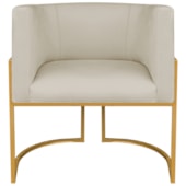 Poltrona Dália Luxo Moderna Estofada Design Sofisticado com Base de Ferro Dourado Suede Bege