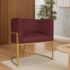 Poltrona Dália Luxo Moderna Estofada Design Sofisticado com Base de Ferro Dourado Suede Bordo
