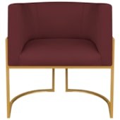 Poltrona Dália Luxo Moderna Estofada Design Sofisticado com Base de Ferro Dourado Suede Bordo