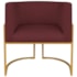 Poltrona Dália Luxo Moderna Estofada Design Sofisticado com Base de Ferro Dourado Suede Bordo