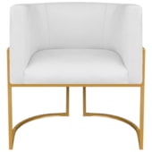 Poltrona Dália Luxo Moderna Estofada Design Sofisticado com Base de Ferro Dourado Suede Branco