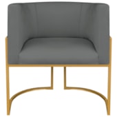 Poltrona Dália Luxo Moderna Estofada Design Sofisticado com Base de Ferro Dourado Suede Cinza