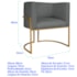 Poltrona Dália Luxo Moderna Estofada Design Sofisticado com Base de Ferro Dourado Suede Cinza