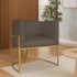 Poltrona Dália Luxo Moderna Estofada Design Sofisticado com Base de Ferro Dourado Suede Marrom