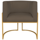 Poltrona Dália Luxo Moderna Estofada Design Sofisticado com Base de Ferro Dourado Suede Marrom