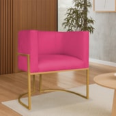 Poltrona Dália Luxo Moderna Estofada Design Sofisticado com Base de Ferro Dourado Suede Pink