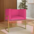 Poltrona Dália Luxo Moderna Estofada Design Sofisticado com Base de Ferro Dourado Suede Pink