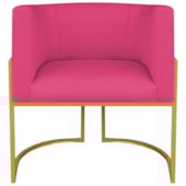 Poltrona Dália Luxo Moderna Estofada Design Sofisticado com Base de Ferro Dourado Suede Pink