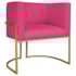 Poltrona Dália Luxo Moderna Estofada Design Sofisticado com Base de Ferro Dourado Suede Pink