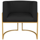 Poltrona Dália Luxo Moderna Estofada Design Sofisticado com Base de Ferro Dourado Suede Preto