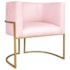 Poltrona Dália Luxo Moderna Estofada Design Sofisticado com Base de Ferro Dourado Suede Rosa Bebê