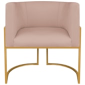 Poltrona Dália Luxo Moderna Estofada Design Sofisticado com Base de Ferro Dourado Suede Rose