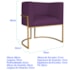 Poltrona Dália Luxo Moderna Estofada Design Sofisticado com Base de Ferro Dourado Suede Roxo
