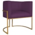 Poltrona Dália Luxo Moderna Estofada Design Sofisticado com Base de Ferro Dourado Suede Roxo