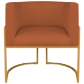 Poltrona Dália Luxo Moderna Estofada Design Sofisticado com Base de Ferro Dourado Suede Terracota
