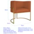 Poltrona Dália Luxo Moderna Estofada Design Sofisticado com Base de Ferro Dourado Suede Terracota