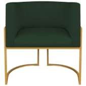 Poltrona Dália Luxo Moderna Estofada Design Sofisticado com Base de Ferro Dourado Suede Verde