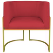 Poltrona Dália Luxo Moderna Estofada Design Sofisticado com Base de Ferro Dourado Suede Vermelho