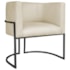 Poltrona Dália Luxo Moderna Estofada Design Sofisticado com Base de Ferro Preto Bouclé Bege
