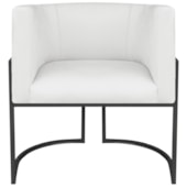 Poltrona Dália Luxo Moderna Estofada Design Sofisticado com Base de Ferro Preto Bouclé Branco