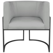 Poltrona Dália Luxo Moderna Estofada Design Sofisticado com Base de Ferro Preto Bouclé Cinza